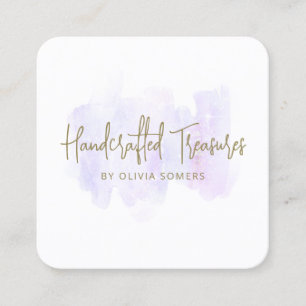 Trendy Script Lavender Watercolor  Square Business Card