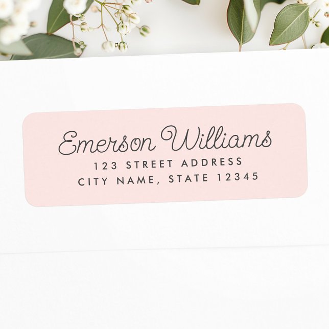 Trendy script light blush pink return address (Trendy script light blush pink return address label)