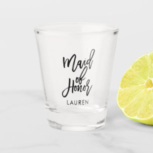 Trendy Script "Maid of Honour" Personalised Shot Glass