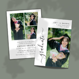 Trendy Script Modern Casual Photo Graduation Invitation
