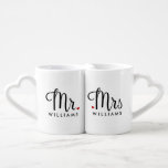 Trendy Script Mr. and Mrs. Coffee Mug Set<br><div class="desc">Adorable matching his and hers design that can be personalised with your names,  wedding date,  or any text of your choice.</div>