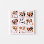 Trendy Script on Blush | Multi Photo Best Friends Faux Canvas Print<br><div class="desc">This trendy design features eight of your favourite photos of you and your bestie! The words "best friends" appear in black modern script,  and there is room to add the name of you and your best friend on a pretty blush pink background.</div>