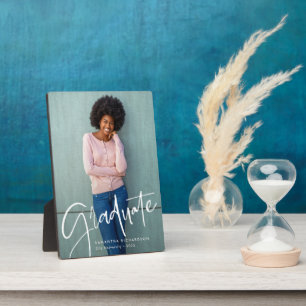 Trendy Script Overlay   Graduation Photo Plaque