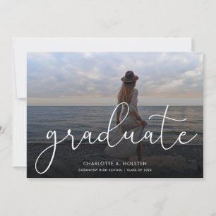 Trendy Script Overlay Multi Photo Graduation Announcement
