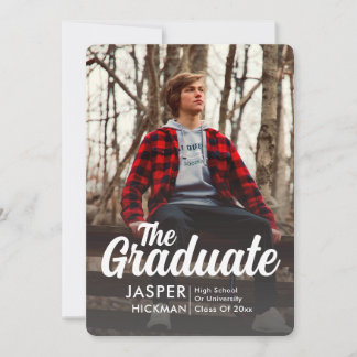 Trendy Script Overlay Silver |  Photo Graduation Announcement