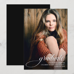 Trendy Script Photo Graduation Announcement