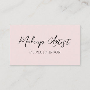 Trendy Script Pink Makeup Artist Business Cards
