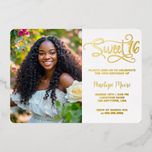 Trendy Script Sweet 16 Birthday Photo