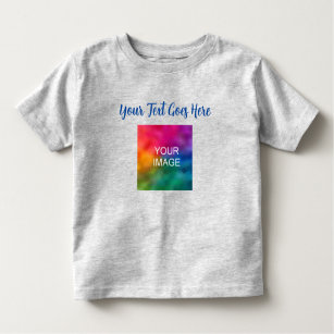 Trendy Script Text Name Upload Your Own Image Grey Toddler T-Shirt