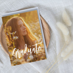 Trendy Script Two Photo Graduation Announcement