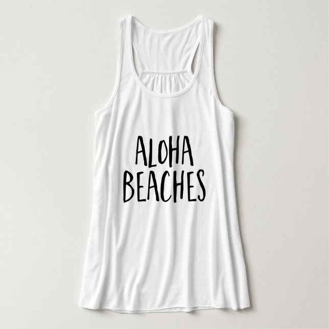 Trendy Script Typography "Aloha Beaches" Singlet (Design Front)
