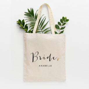 Trendy Script Typography "Bride" Tote Bag