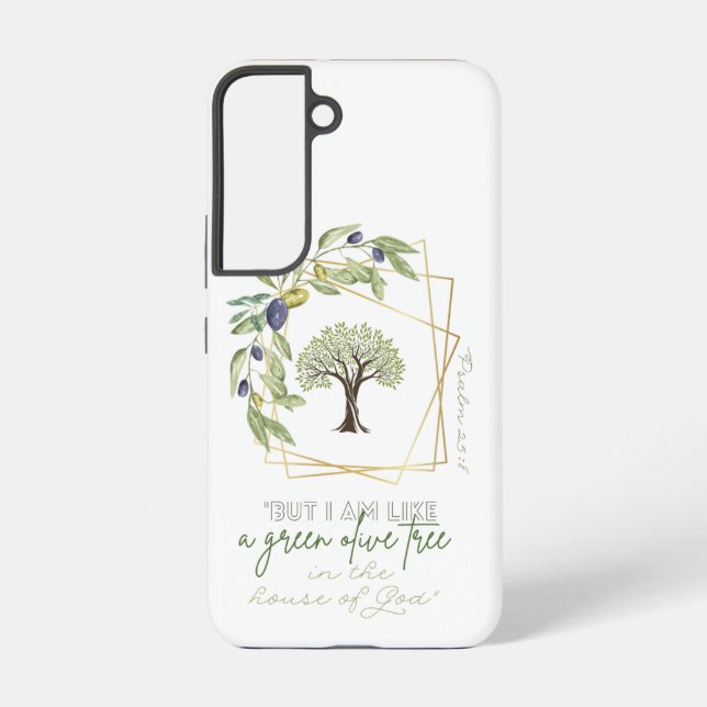 Trendy Scripture Olive Tree Gold Wreath Samsung Galaxy S22 Case (Back)