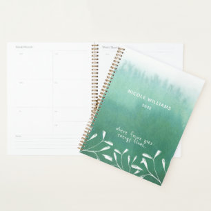 Trendy Seafoam Green Ombre Watercolor  Planner