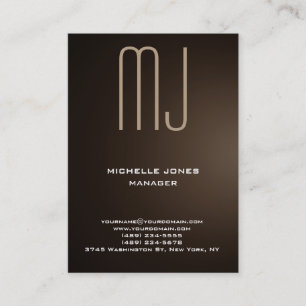 Trendy sepia brown colour professional monogram business card
