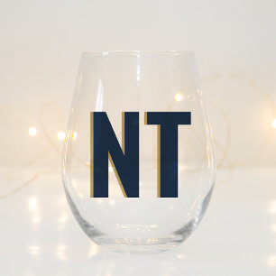Trendy Shadow Monogram Wedding Customised Stemless Stemless Wine Glass