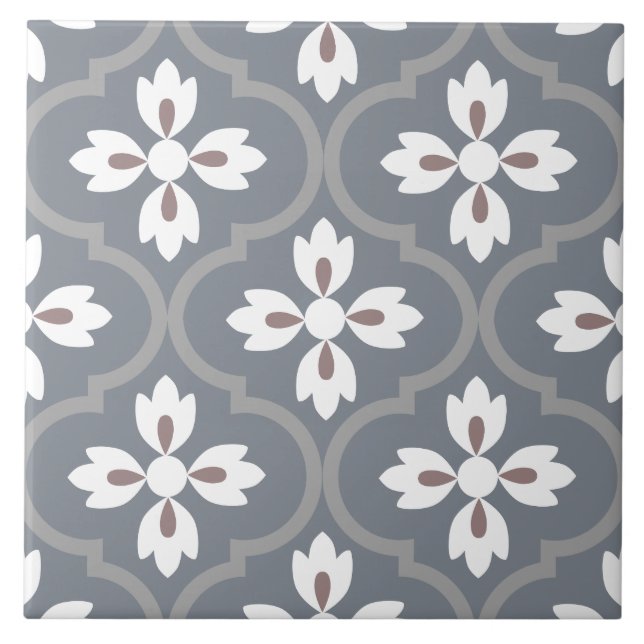 Trendy shapes of Spanish Mediterranean grey, white Tile (Front)
