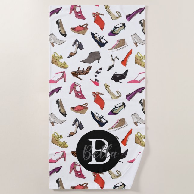 Trendy shoes custom design beach towel (Front)