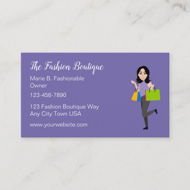 Trendy Shopping Boutique Business Cards (Front)