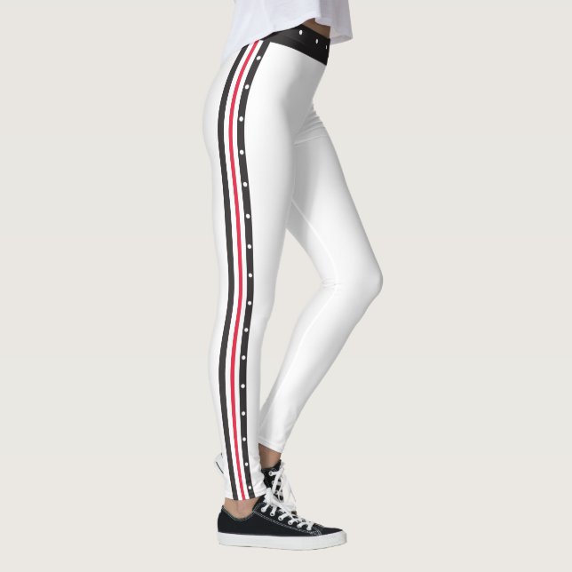 Trendy Side Stripe Fashion Red White Black Dots Leggings (Right)