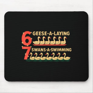 Trendy Silly Goose 6 Geese Laying 7 Swans Swimming Mouse Pad