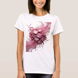 Trendy Silver 3D CRYSTAL EXPLOSION 3D Text Art T-Shirt