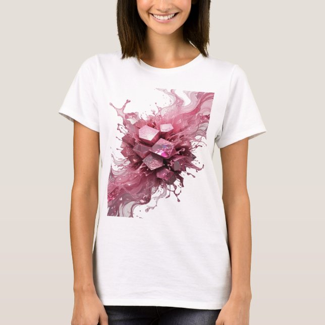 Trendy Silver 3D CRYSTAL EXPLOSION 3D Text Art T-Shirt (Front)