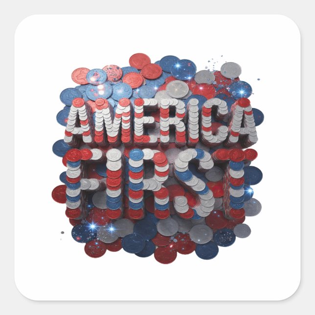 Trendy Silver AMERICA FIRST Sticker Design (Front)