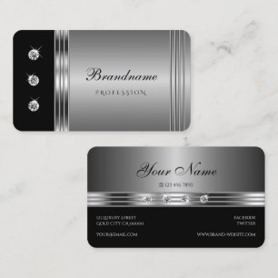 Trendy Silver and Black with Sparkling Rhinestones Business Card
