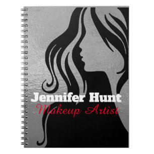 Trendy Silver & Black Makeup Artist Notebook