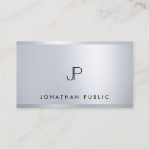 Trendy Silver Elegant Monogram Modern Template Business Card