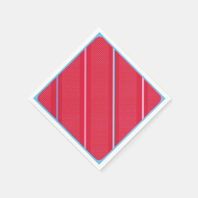 Trendy Silver Geometric Pattern Red Stylish Art Napkin (Corner)