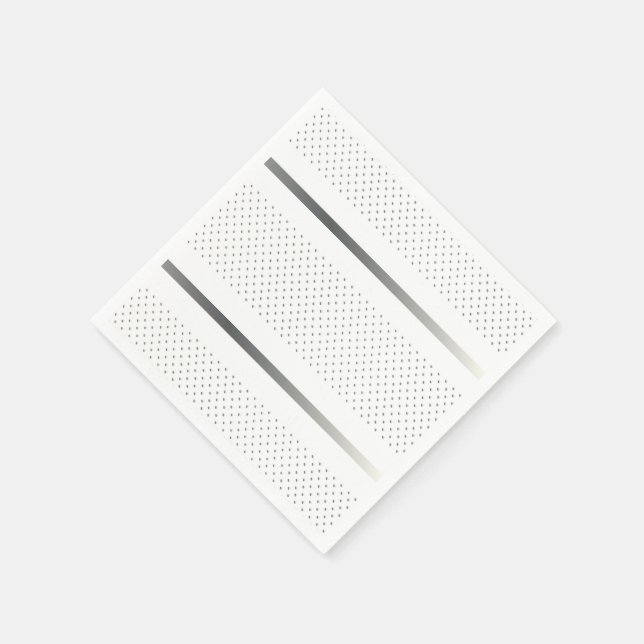 Trendy Silver Geometric Pattern White Stylish Art Napkin (Corner)