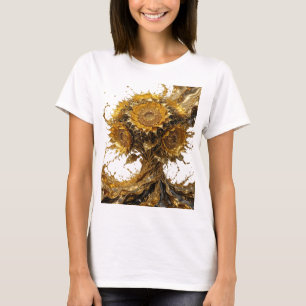 Trendy Silver GOLDEN SUNFLOWERS Graphic Tee