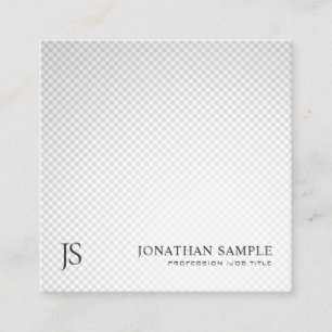 Trendy Silver Grey Minimalist Monogram Plain Luxe Square Business Card