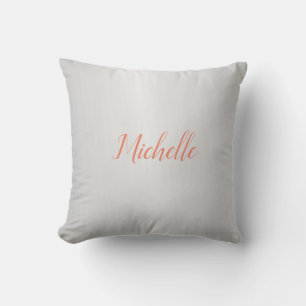 Trendy Silver Grey Modern Professional Your Name Cushion