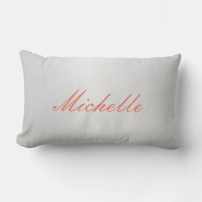 Trendy Silver Grey Modern Professional Your Name Lumbar Cushion (Front)