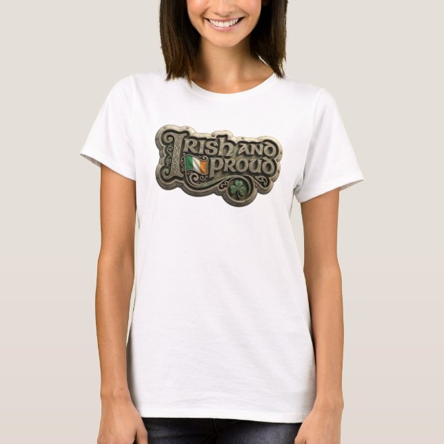 Trendy Silver IRISH AND PROUD Statement Tee (Front)