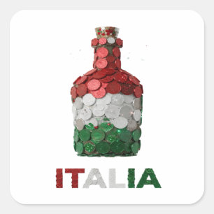 Trendy Silver ITALIA Decal Art Square Sticker