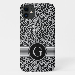 Trendy Silver Leopard Pattern and Monogram Case-Mate iPhone Case