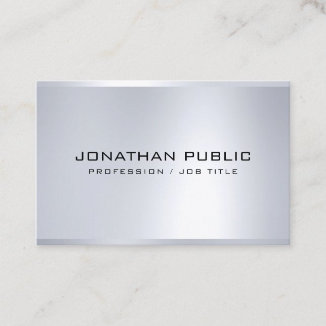 Trendy Silver Look Modern Professional Template Business Card (Front)