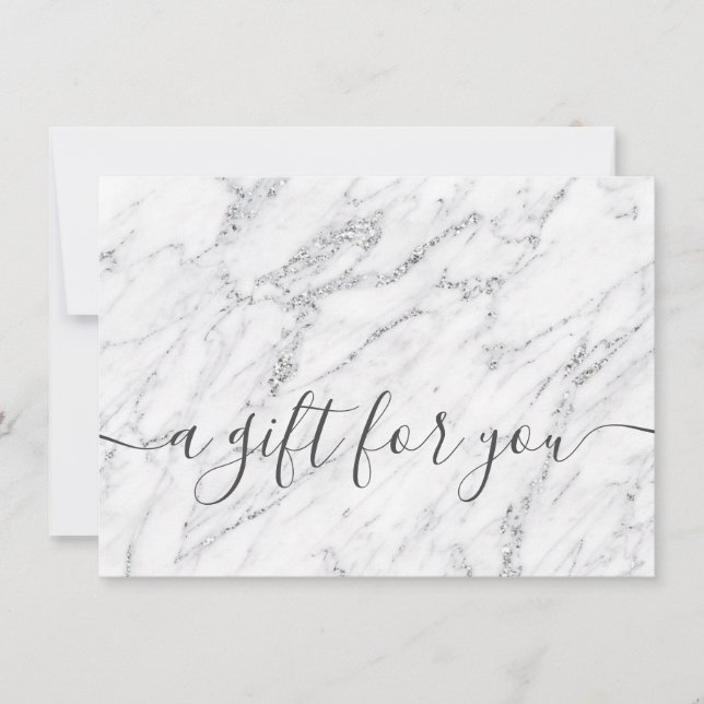 Trendy silver marble elegant gift certificate (Front)
