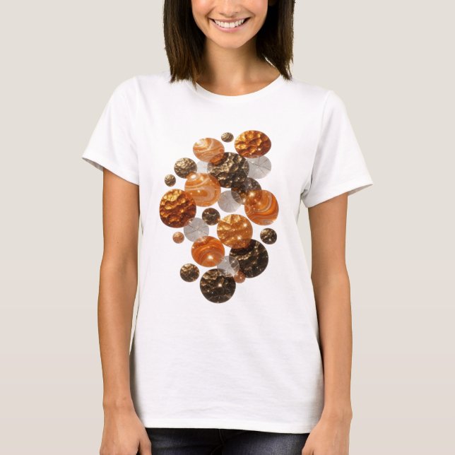 Trendy Silver ORANGE STARS Graphic Tee (Front)