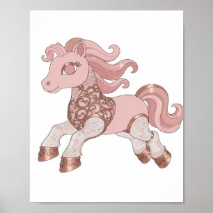 Trendy Silver PINK AND ROSE GOLD PONY Poster