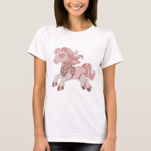 Trendy Silver PINK AND ROSE GOLD PONY T-Shirt