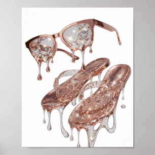 Trendy Silver ROSE GOLD GLAMOUR Statement Design Poster