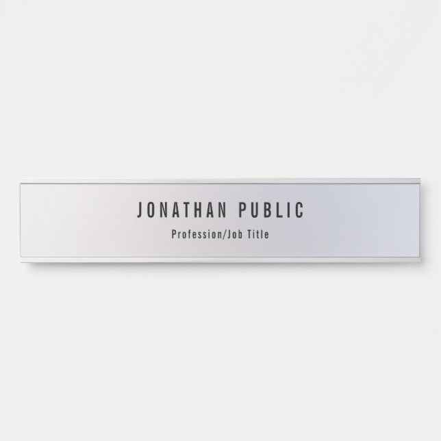 Trendy Silver Template Modern Professional Elegant Door Sign (Front)