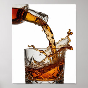 Trendy Silver WHISKY SPLASH Text Design Poster
