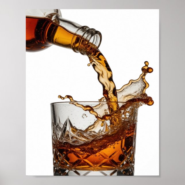 Trendy Silver WHISKY SPLASH Text Design Poster (Front)