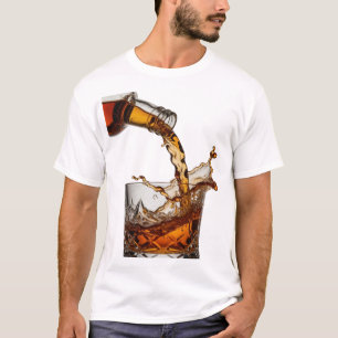 Trendy Silver WHISKY SPLASH Text Design T-Shirt